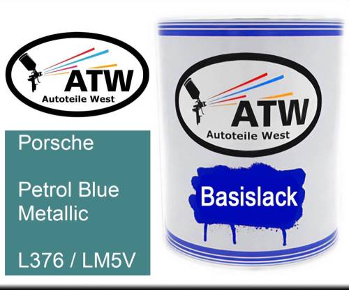 Porsche, Petrol Blue Metallic, L376 / LM5V: 1L Lackdose, von ATW Autoteile West.